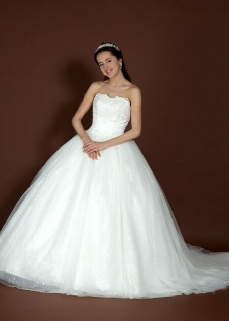 Abiti da Sposa Economici Scollo a Cuore con Gonna a Palloncino e applicazioni di pizzo