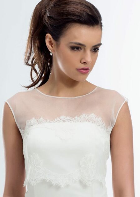 Coprispalle semplice per abiti da sposa senza maniche in tulle e pizzo