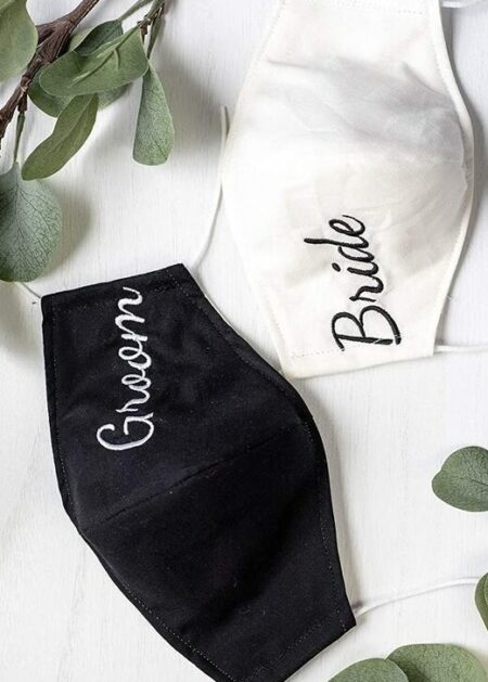Duo mascherine personalizzate per la sposa e lo sposo in vendita a online Italia