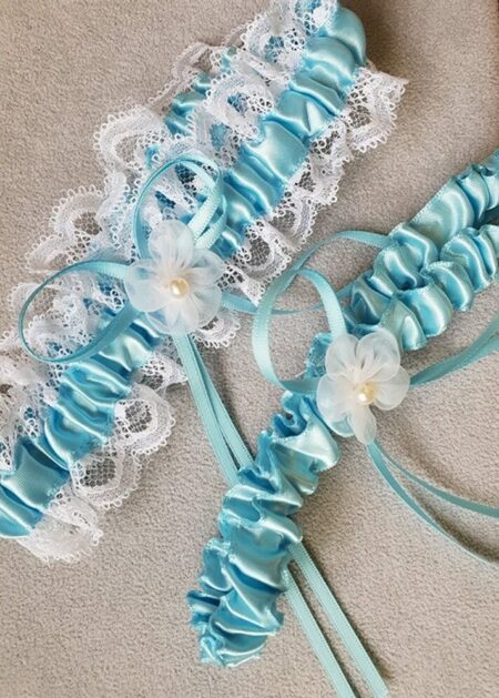 Giarrettiere sposa blu in raso e pizzo in vendita online low cost