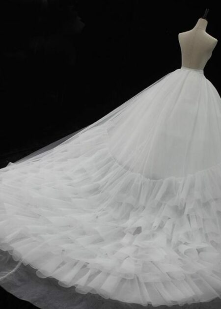 Sottogonna per abiti da sposa con strascico cattedrale e volants per abiti di gonna ampia con coda