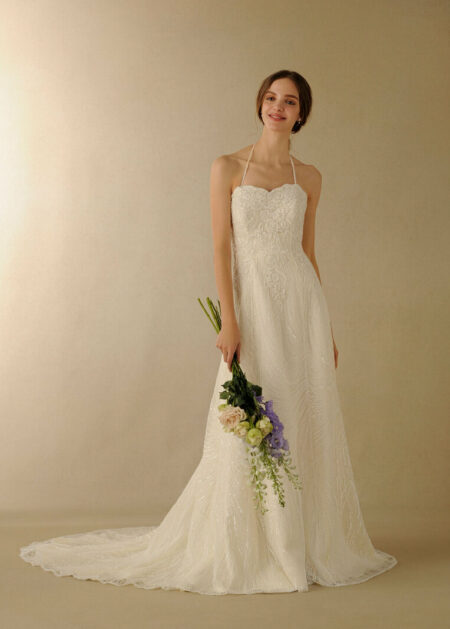 Abito da sposa A-line in organza con scollo a cuore