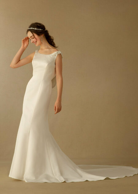 Abito da sposa a sirena online fatto in satin con bretelle