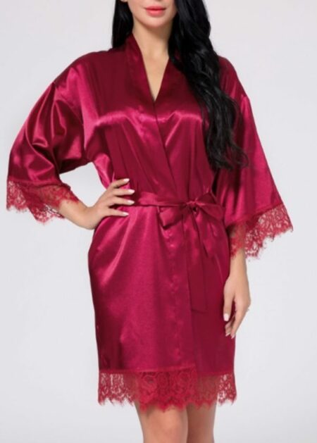 Vestaglia sposa curvy online a prezzo economico in raso seta con decorazioni in pizzo