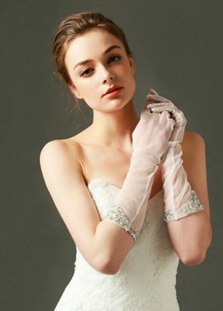 Guanti sposa vendita online in tulle con decorazioni sartoria italiana