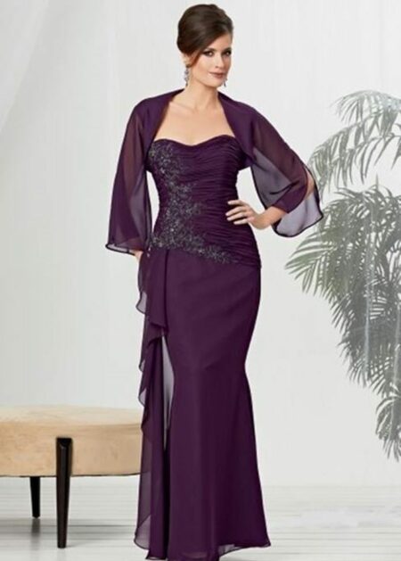 Abito elegante per la mamma della sposa o per gli invitati di un matrimonio a prezzo economico online con coprispalle